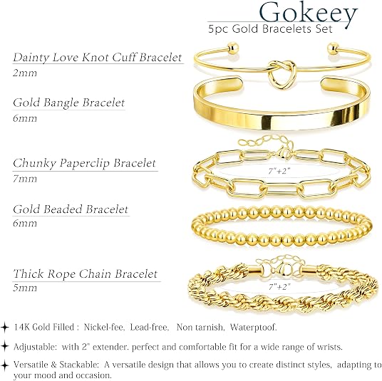 Women's 14K Gold-Plated Stackable Bracelet Set