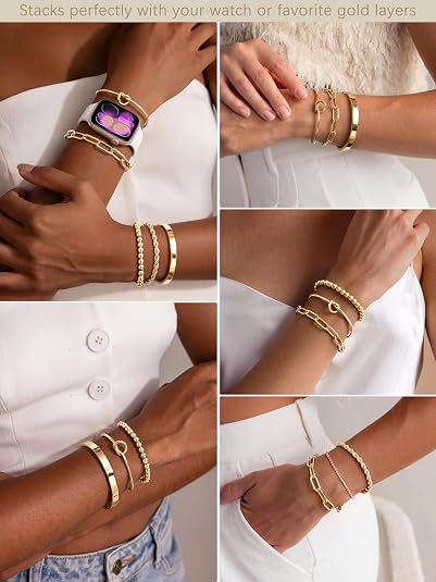 Women's 14K Gold-Plated Stackable Bracelet Set