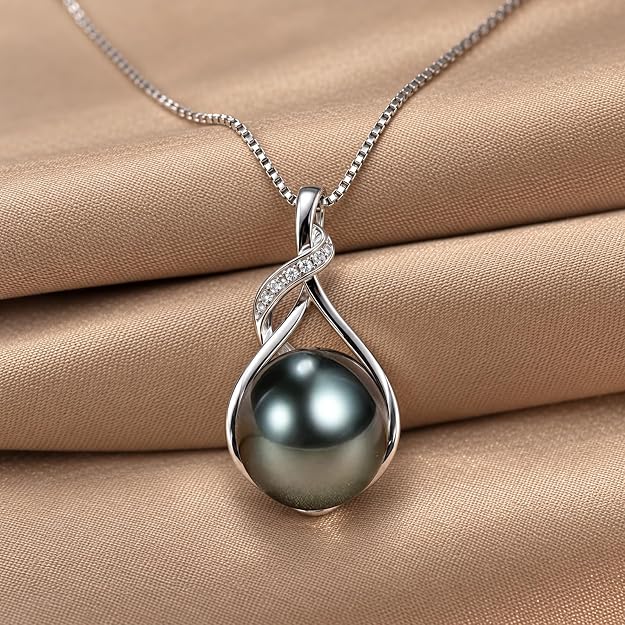 NONNYL Tahitian Black Pearl Necklace